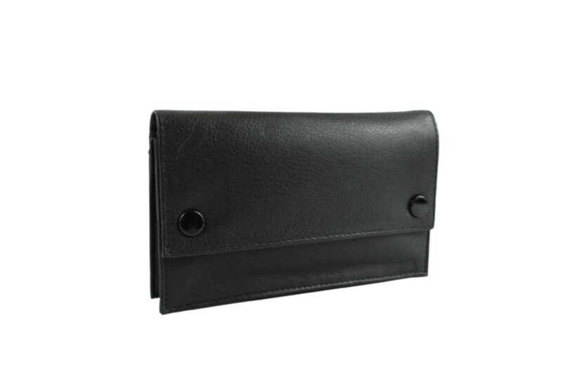 Tabakbeutel Leder Schwarz, ca. 14cm breit