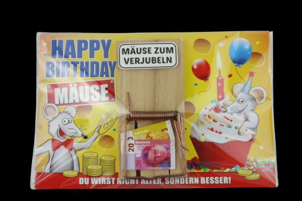 Geldgeschenke Mausefalle "Happy Birthday"