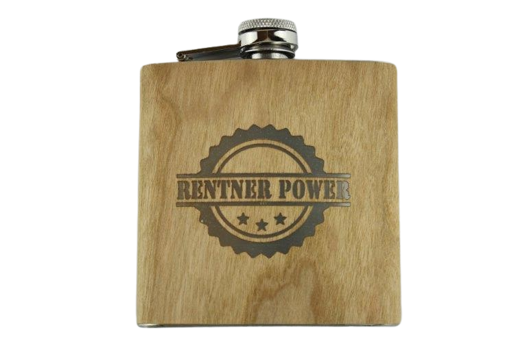 Flachmann Holz "Rentner Power", 6oz