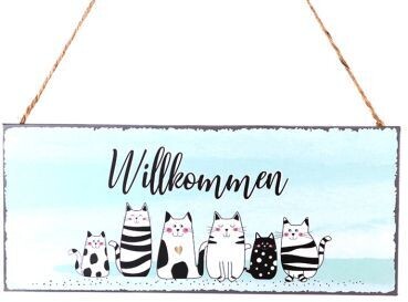 Metallschild Willkommen, Katzen