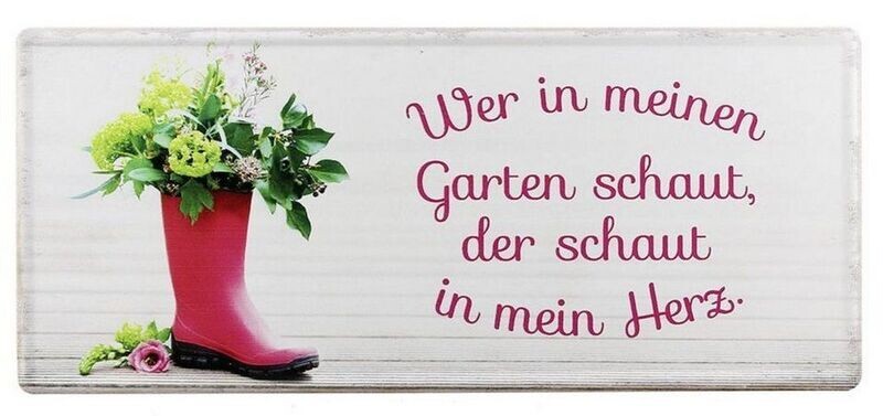 Metallschild Garten mit Gummistiefel