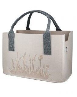 Filztasche hellbraun mit grauen Henkeln "Wildblume"