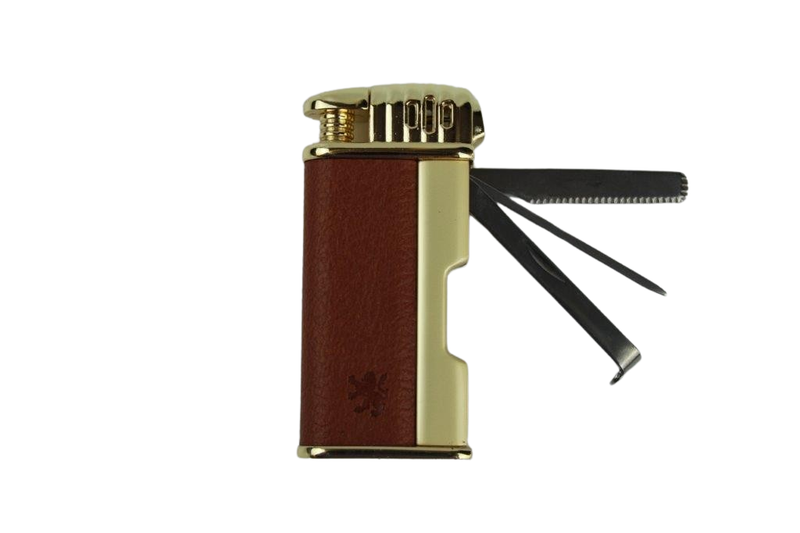 Faro Pfeifenfeuerzeug mit Besteck, 1 Stück Braun-Gold, W81196