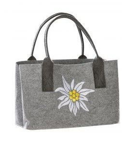 Filztasche hellgrau mit Edelweiss