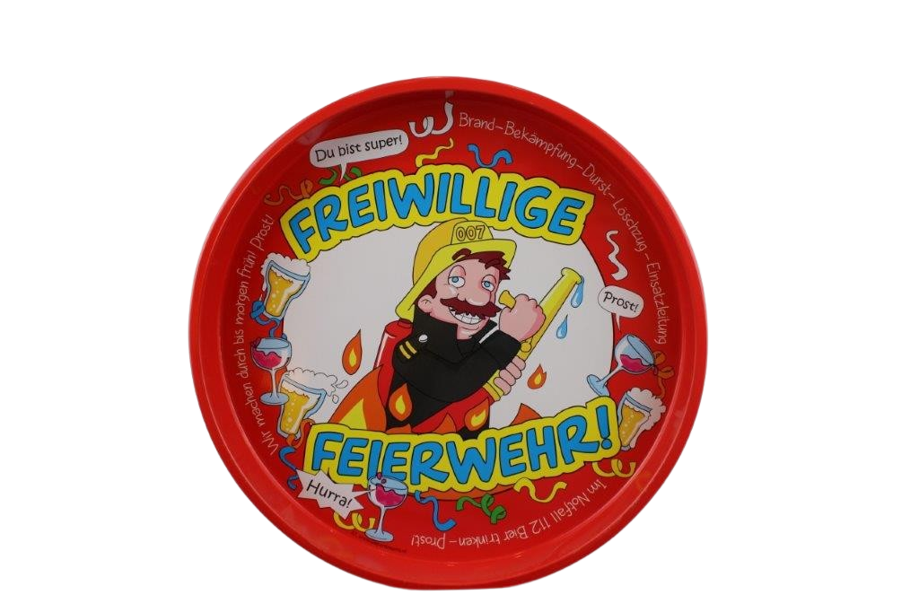 Blechtablett rund "Freiwillige Feierwehr"