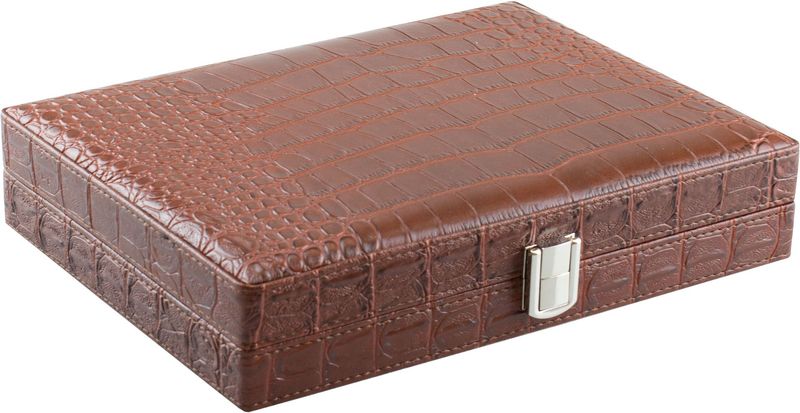 Reise-Humidor, Krokodil-Kunstleder, braun, W81204