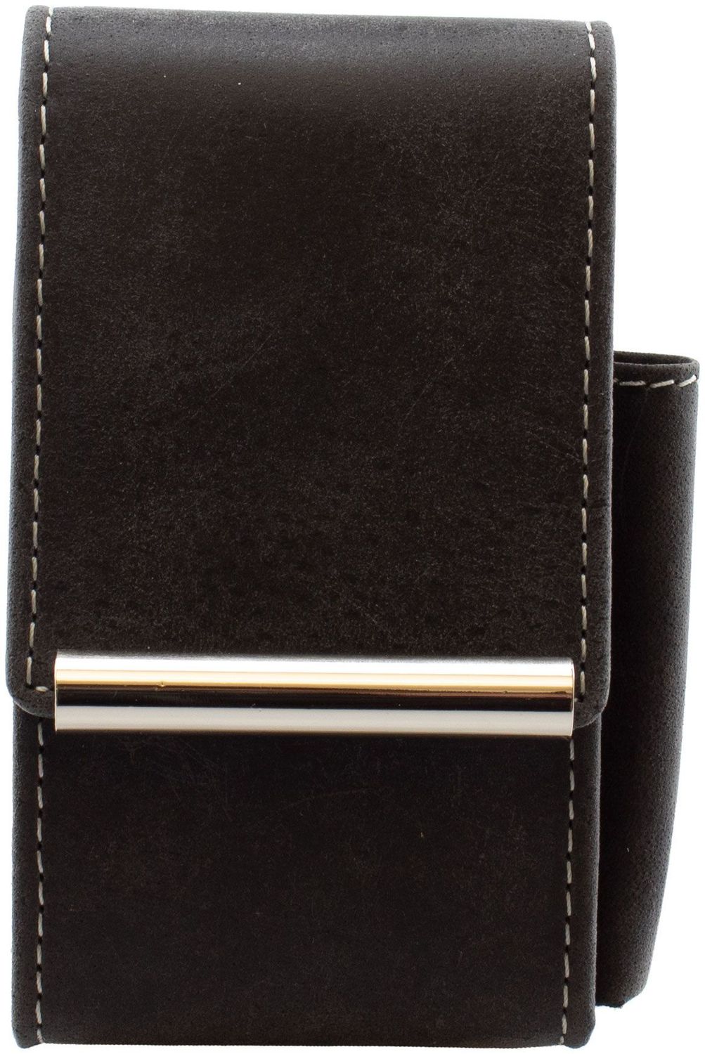 Zigarettenetui Leder schwarz mit Feuerzeugköcher, W80740