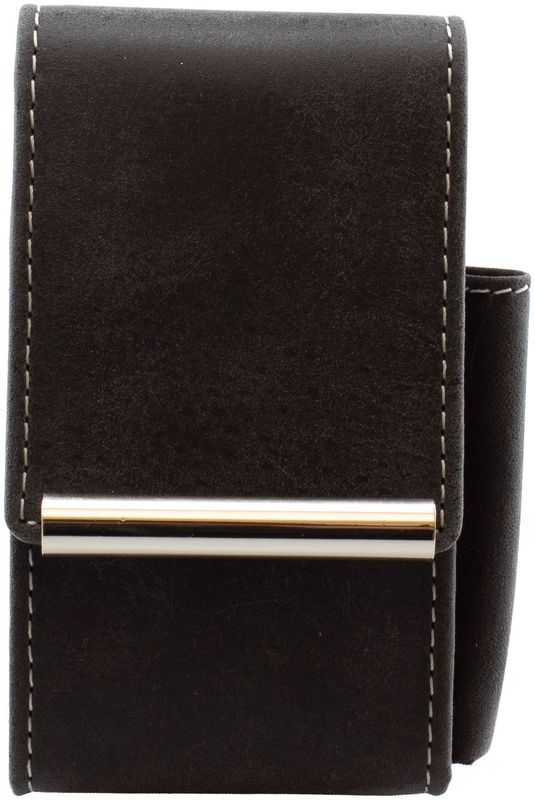 Zigarettenetui Leder schwarz mit Feuerzeugköcher, W80740