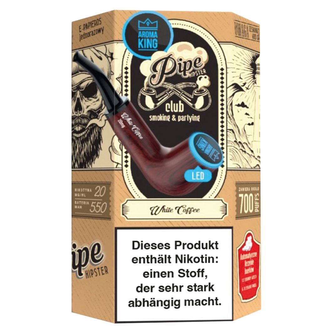 Aroma King Pipe mit LED, White Coffee, 700 Puffs
