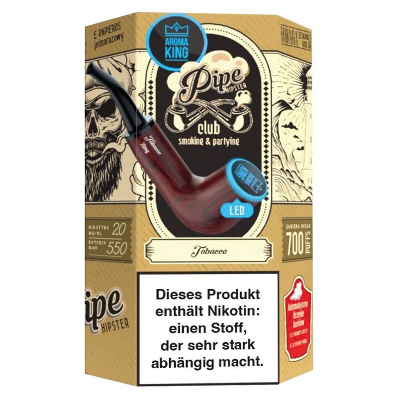Aroma King Pipe mit LED, Tobacco, 700 Puffs