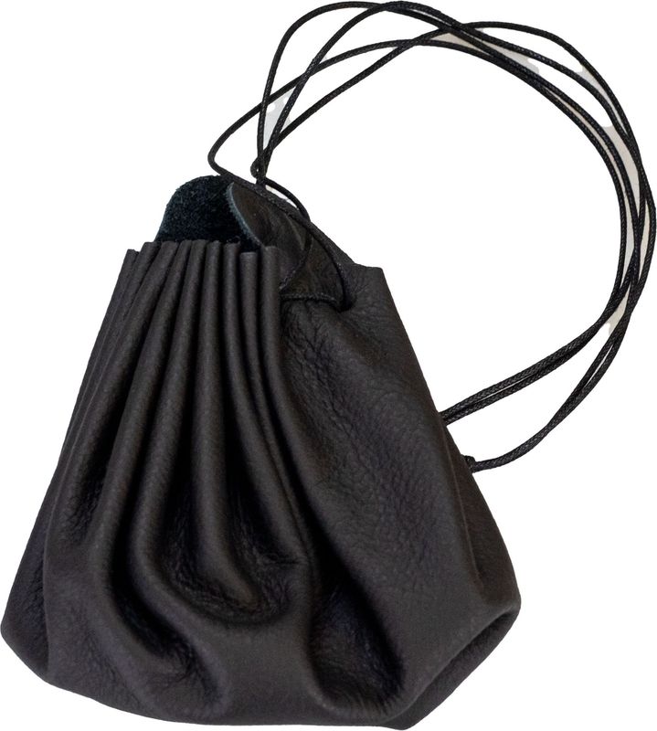 Tabak-Lederbeutel Schwarz, echtes Leder,W86991