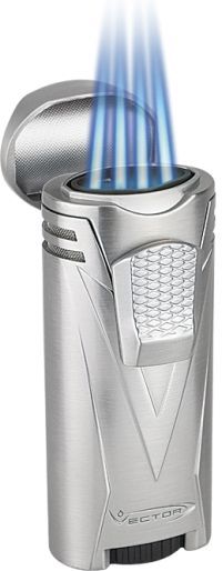 Vevtor Zigarren-Jetfeuerzeug Grau, vier Flammen (W-80026)