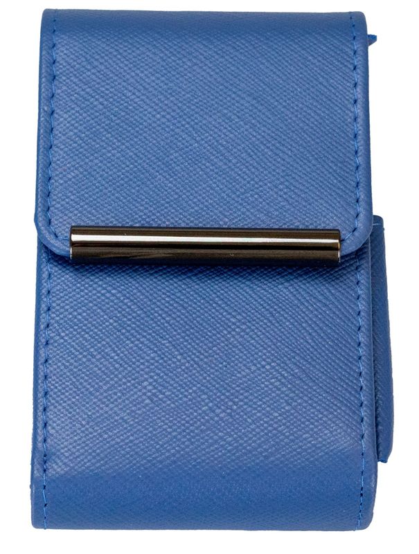 Zigarettenetui Leder Blau, mit Feuerzeugköcher (W-81515)