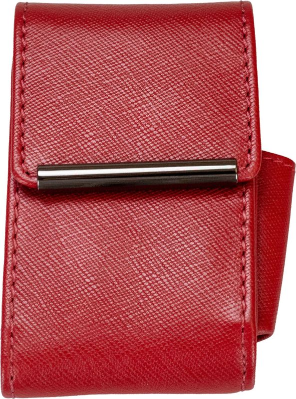 Zigarettenetui Leder Rot, mit Feuerzeugköcher (W-81514)