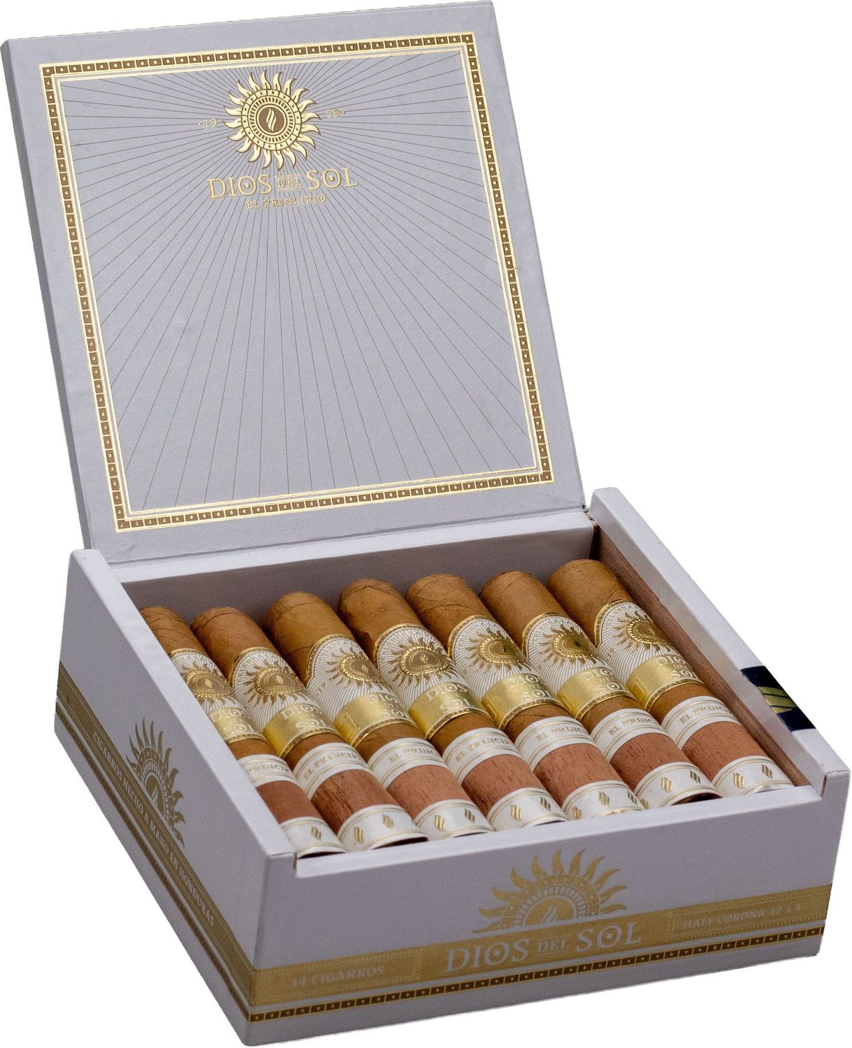 Dios del Sol El Principio, Half Corona, Kiste 14 Stück (W-36800) Dios del Sol El Principio, Half Corona, Kiste 14 Stück (W-36800)
