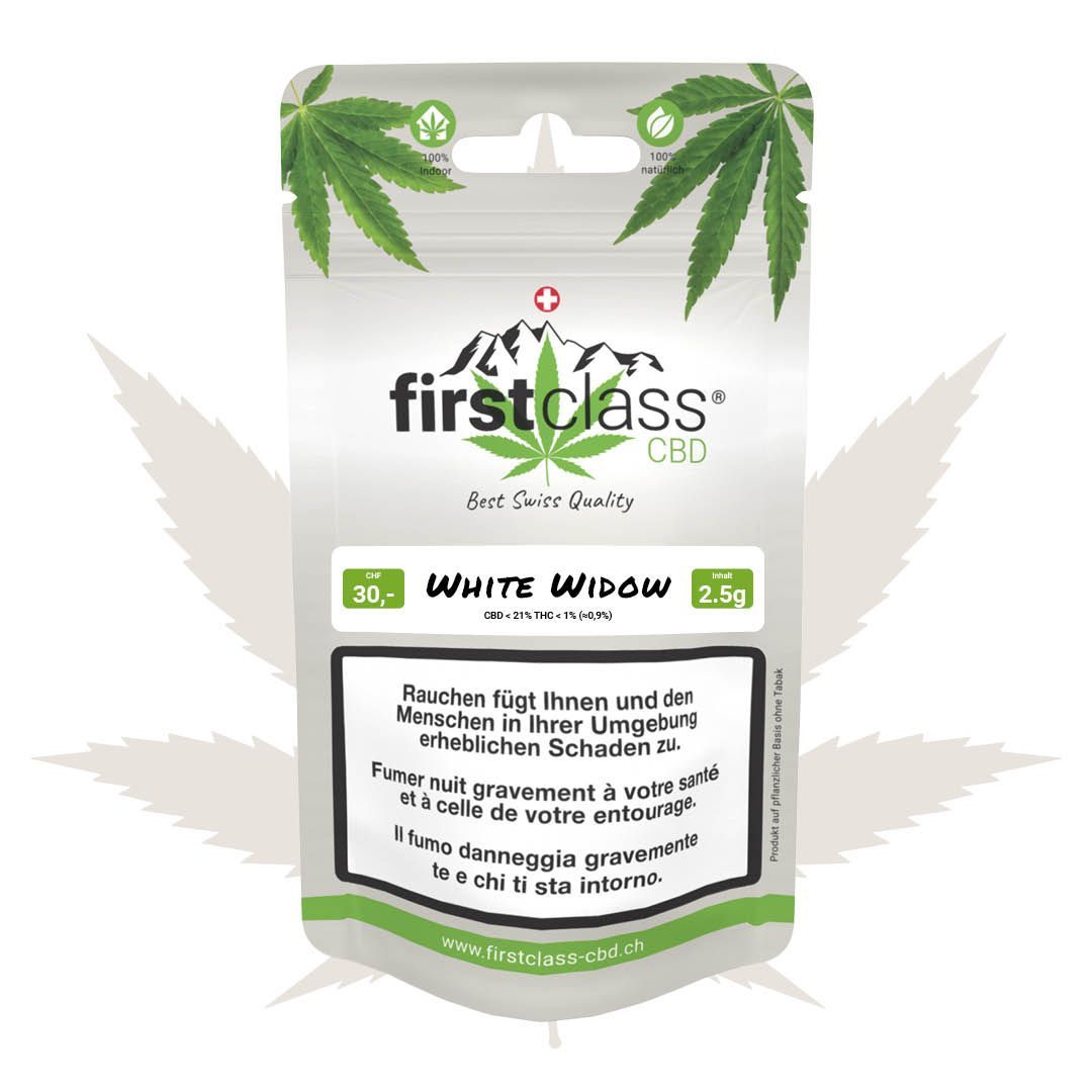 first class White Widow 2.5g THC<1% / CBD<21%