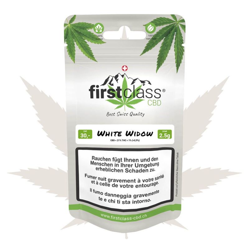 first class White Widow 2.5g THC<1% / CBD<21%