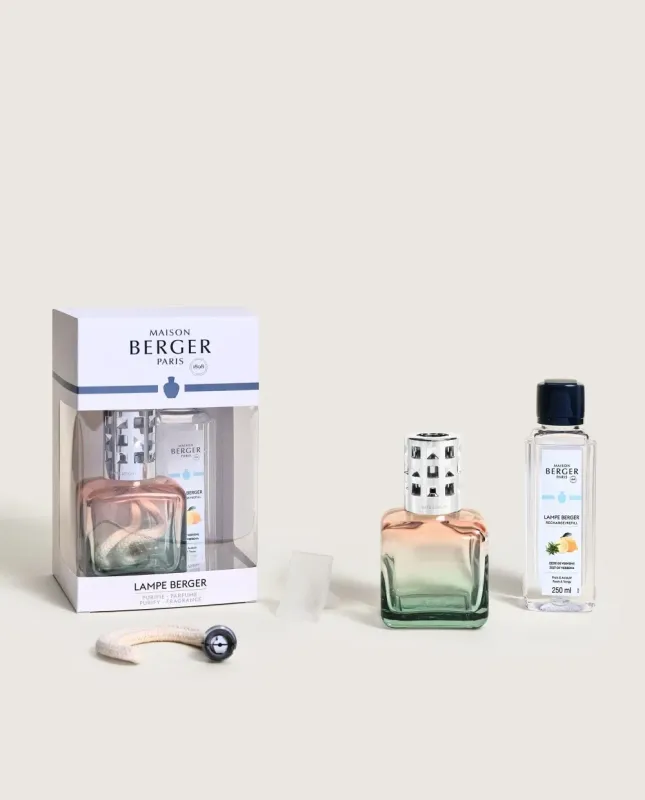 Set Lampe Berger Glaçon Pfirsich-Grün, mit Duft Belebende Zitronenverbene , 250ml