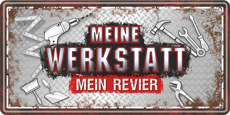 Spruchschild Metall "Werkstatt"