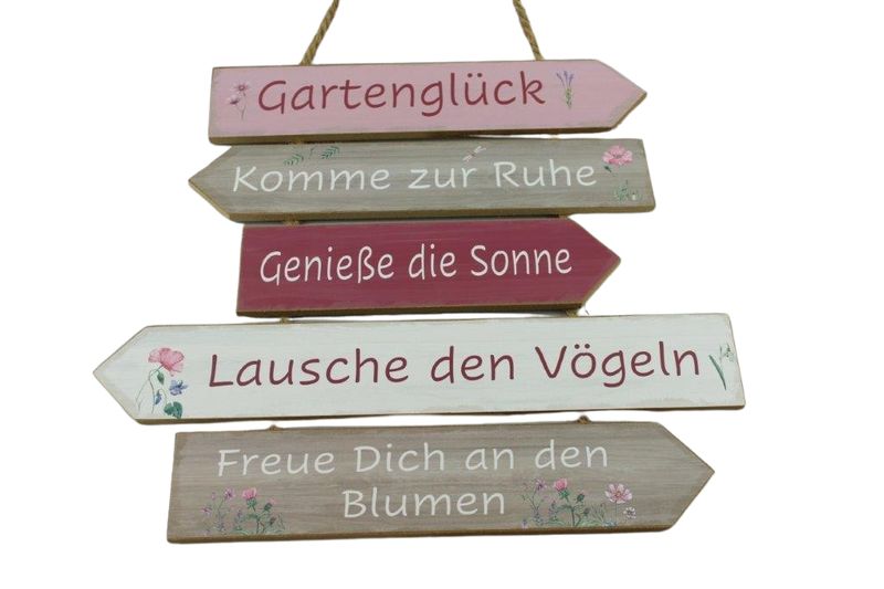 Spruchschild Holz "Gartenglück"