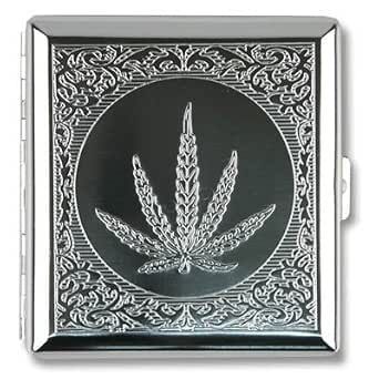 Zigarettenetui Metall Hanfblatt für 20 Zigaretten