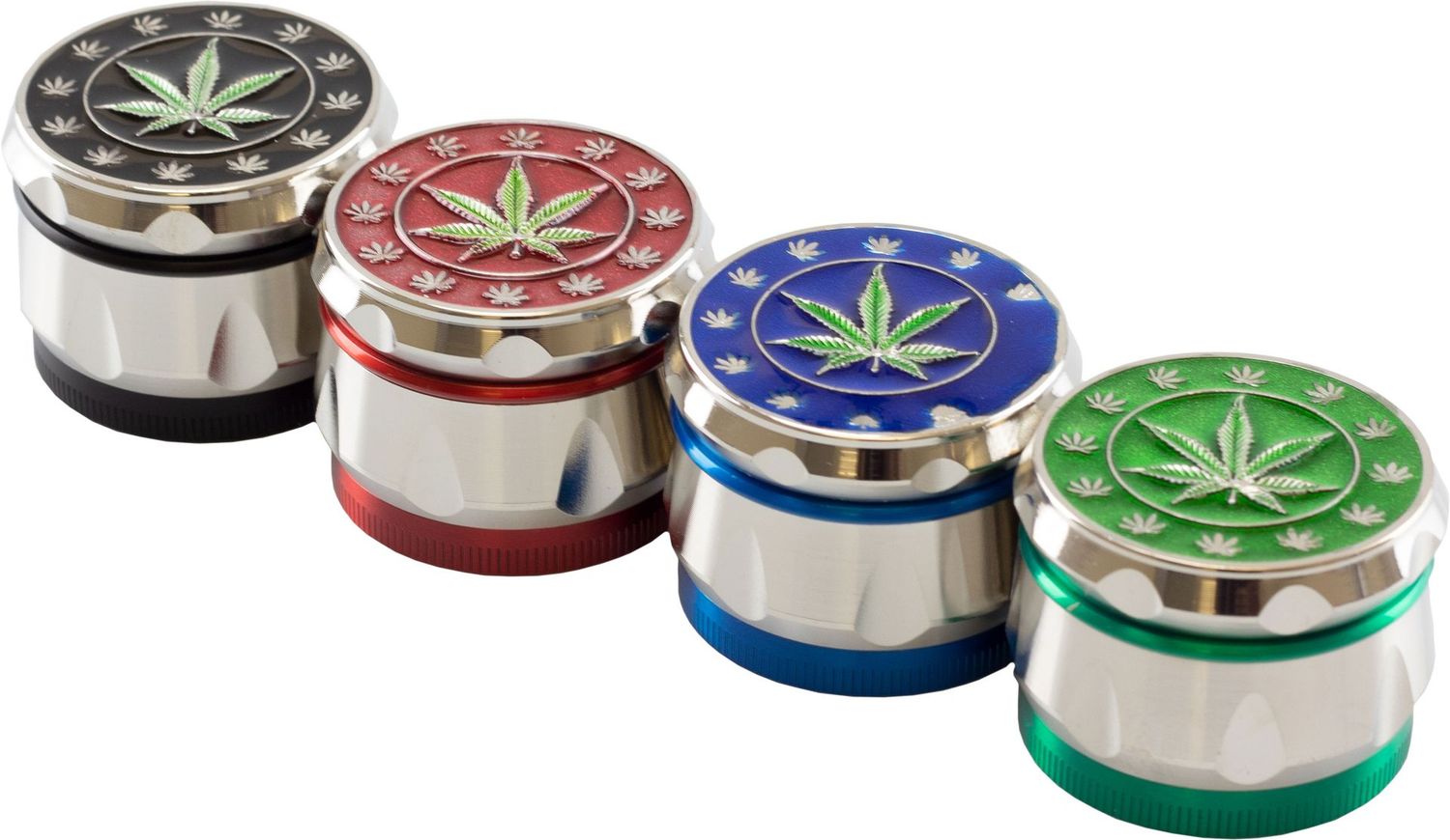 Grinder Metall Cannabis assortiert, Stück (W80384) Grinder Metall Cannabis assortiert, Stück (W80384)