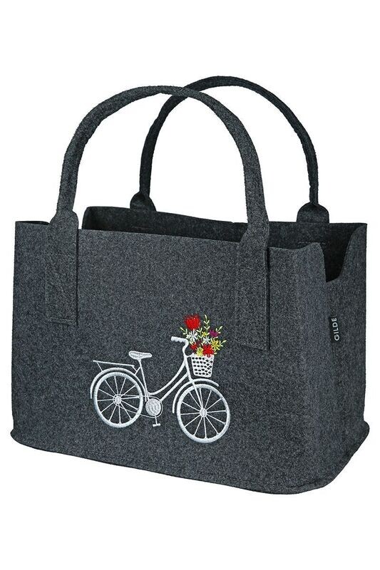 Filztasche dunkelgrau mit Velo