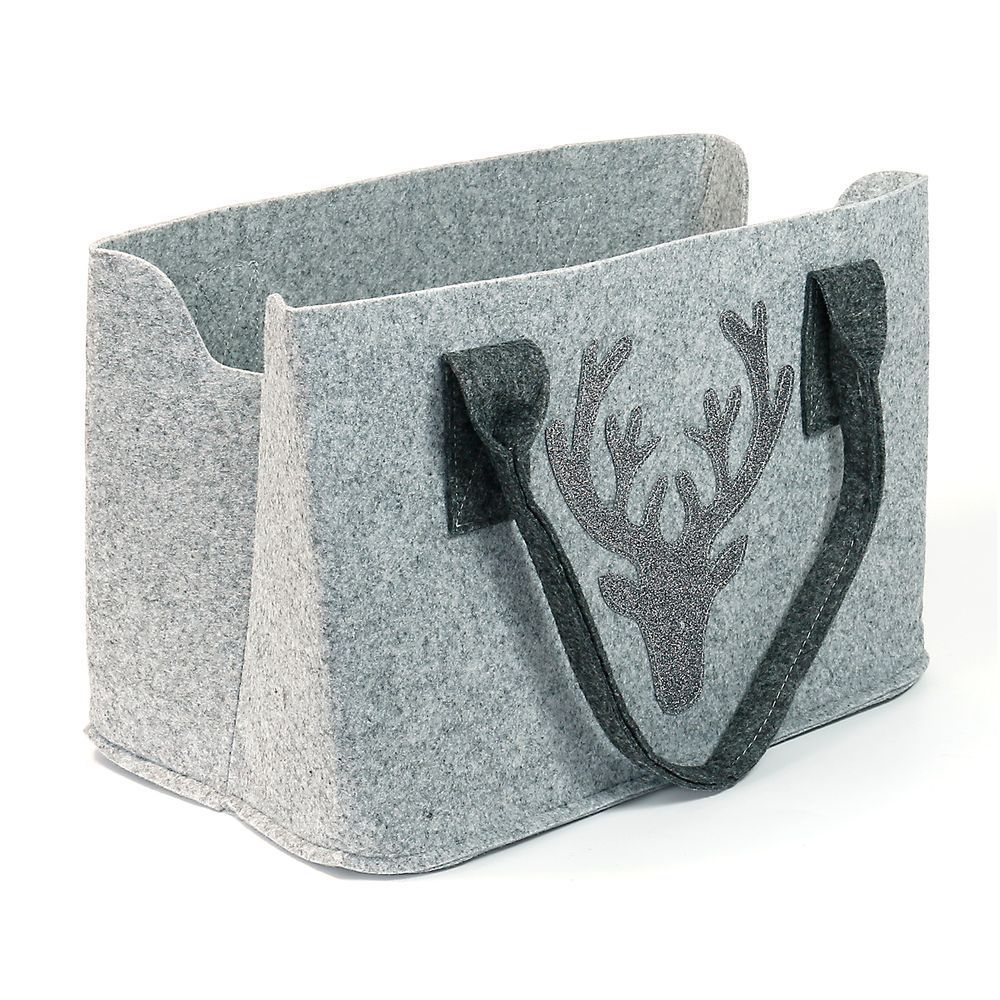 Filztasche hellgrau "Glitzer Hirsch"