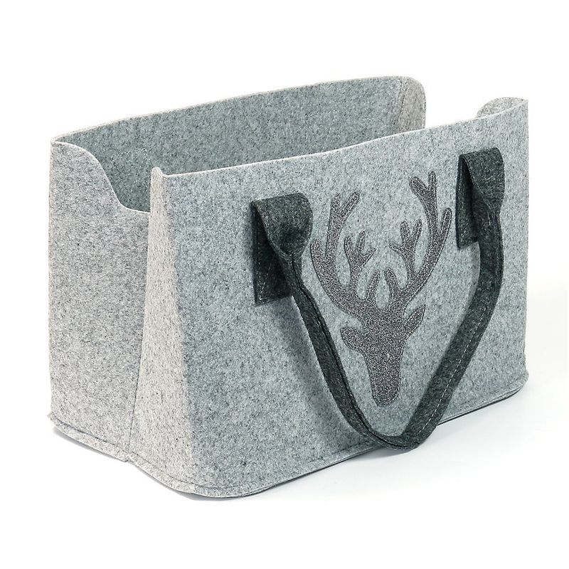 Filztasche hellgrau "Glitzer Hirsch"