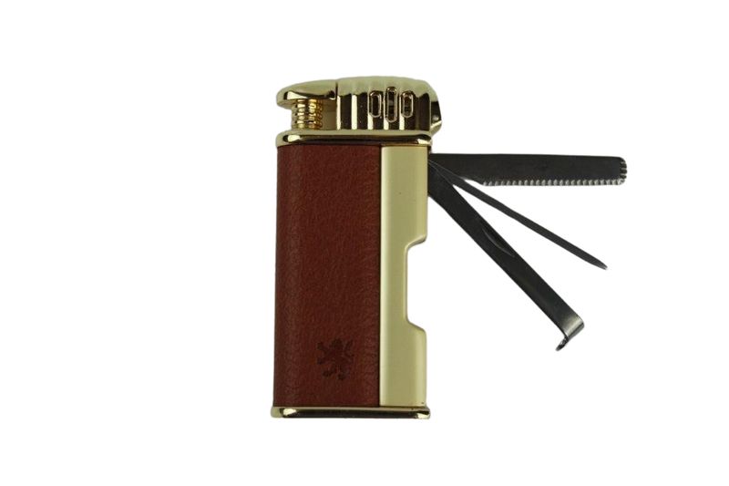 Faro Pfeifenfeuerzeug mit Besteck, 1 Stück Braun-Gold, W81196