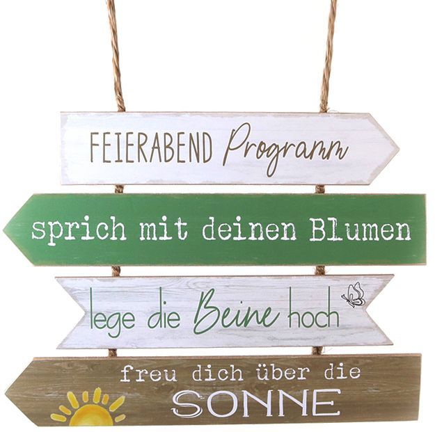 Spruchschild Holz "Feierabend Programm"