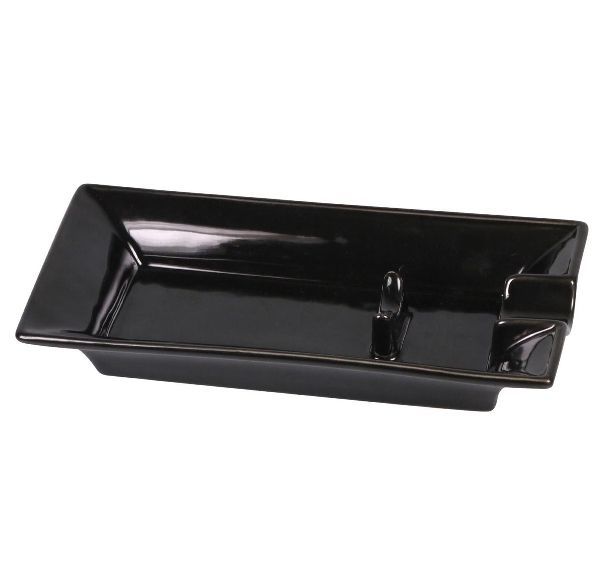 Zigarrenascher Keramik schwarz 1 Ablage 9,2 x 18,3 cm