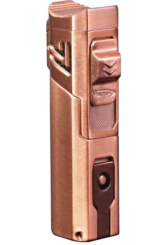 Vector Zigarrenfeuerzeug copper/satin, 4er-Jetflamme mit Bohrer und Zigarrenablage
