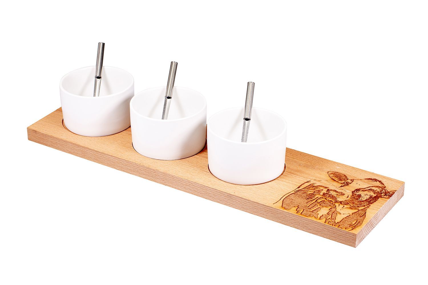 Apéro-Set “Kuh”, gross, Buche, 50 x 14 x 2 cm Apéro-Set “Kuh”, gross, Buche, 50 x 14 x 2 cm