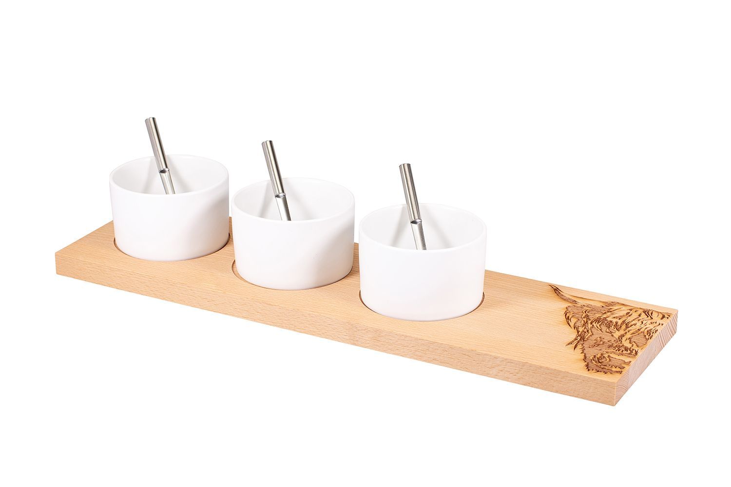 Apéro-Set “Hochlandrind”, gross, Buche, 50 x 14 x 2 cm Apéro-Set “Hochlandrind”, gross, Buche, 50 x 14 x 2 cm
