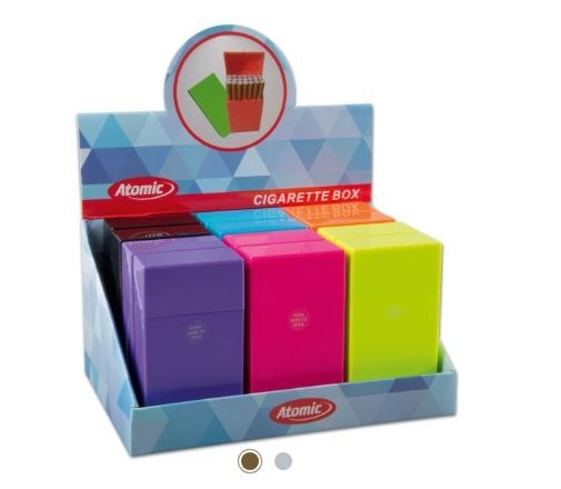 Zigarettenbox Kunststoff ATOMIC 100 mm Sprungdeckel