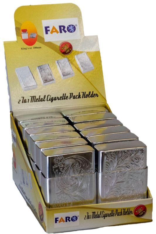Zigarettenpack Halter Alu, silber, zum schieben