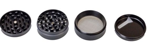 Grindermühle Metall schwarz mit silber Aufdruck
