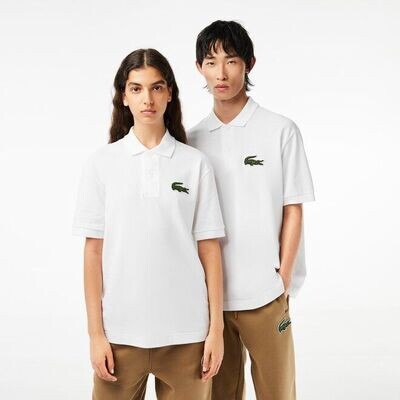 LACOSTE POLO blanco logo grande