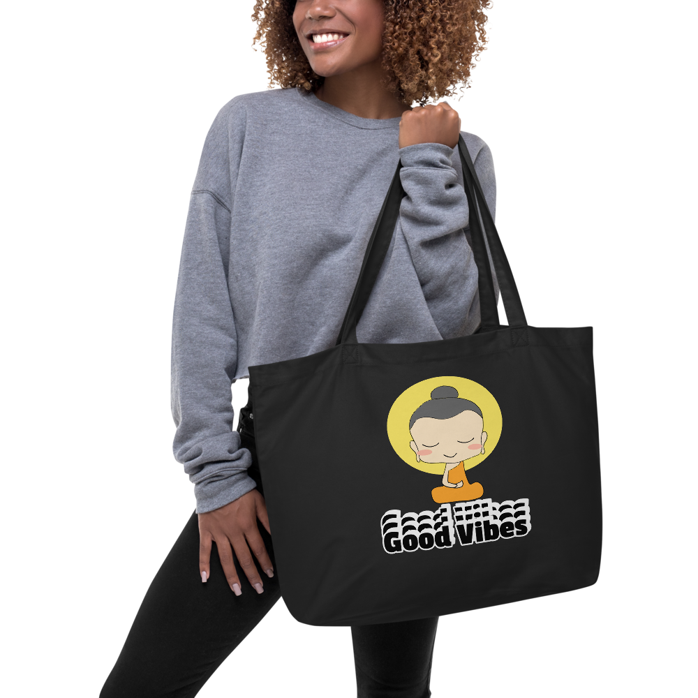Good Vibes Are Coming Large organic tote bag