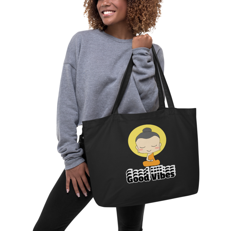 Good Vibes Are Coming Large organic tote bag