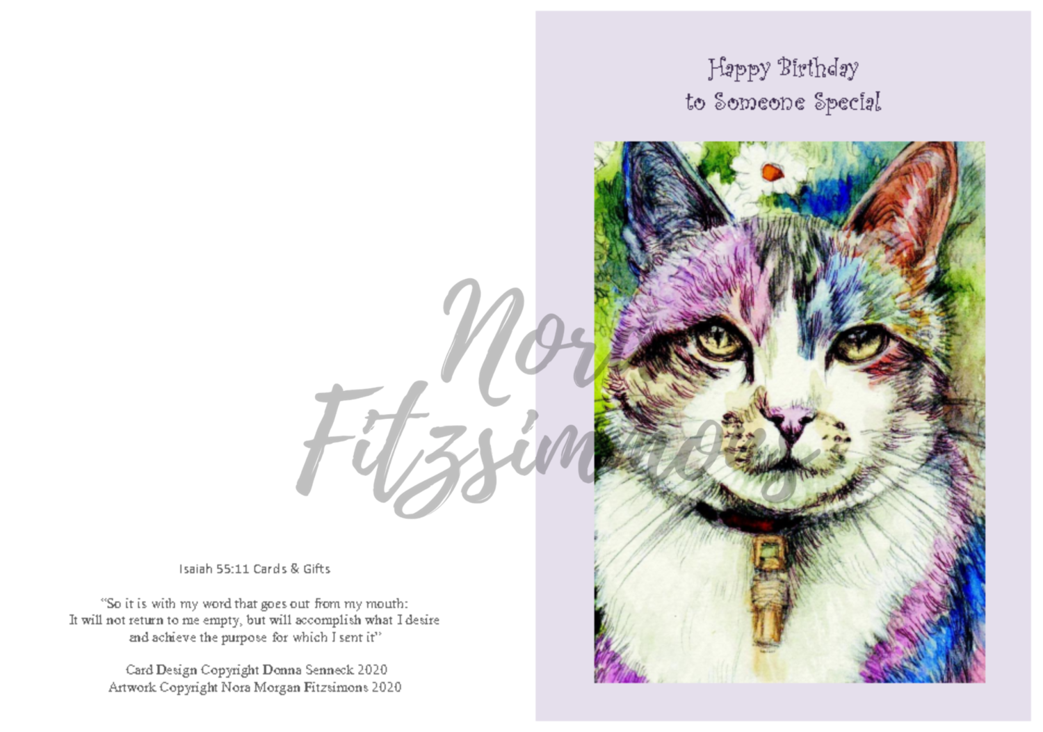 Happy Birthday - Rainbow Cat - Faith Card