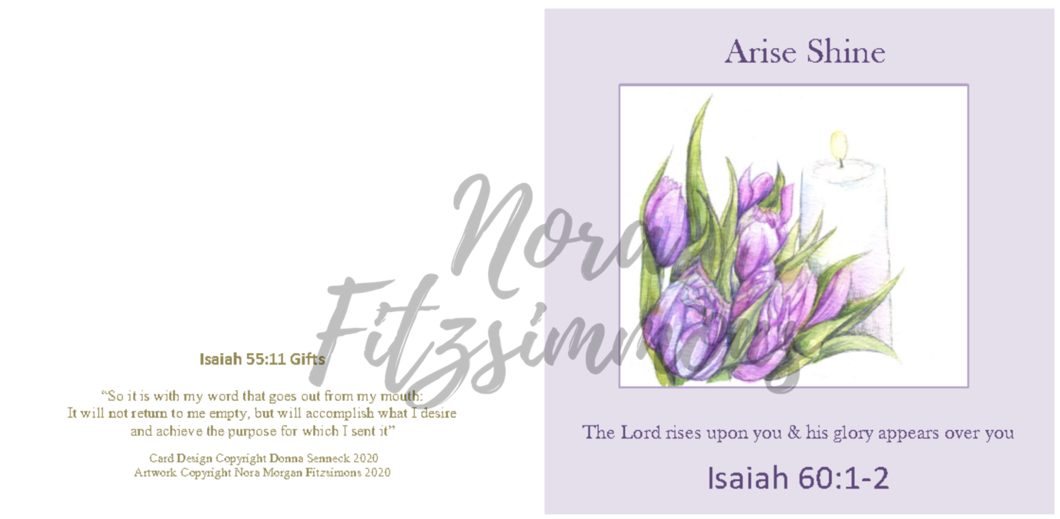 The Lord Rises Upon You Lilac - Faith Card