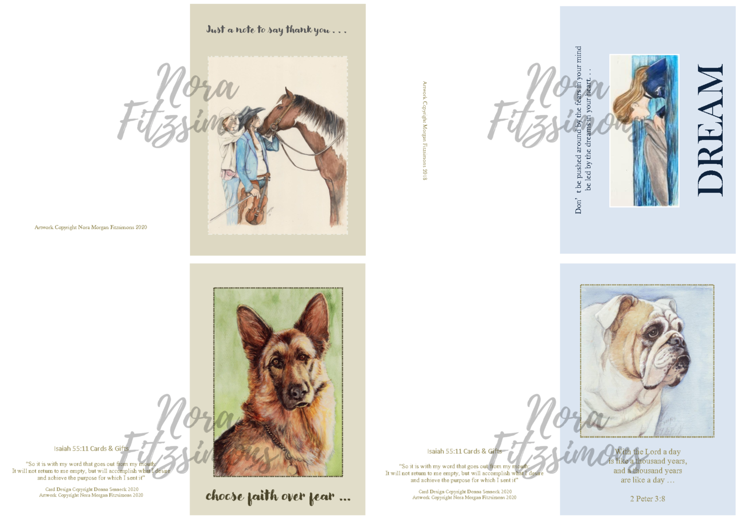 Random Animals Faith Cards 2 - 4 pcs Bundle