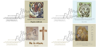 Tigers And Lions Faith Cards  - 4 pcs Bundle