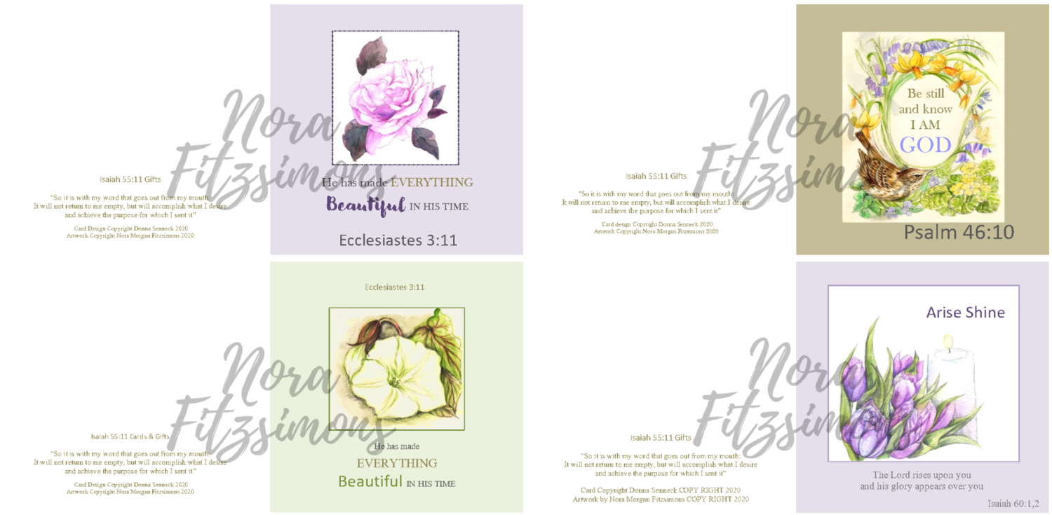 Flowers Faith Cards - 4 pcs Bundle