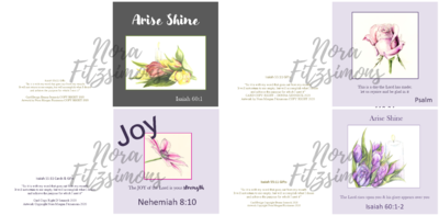 Arise and Shine Flowers Faith Cards - 4 pcs Bundle