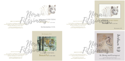 Strong Tigers And Lion Faith Cards - 4 pcs Bundle