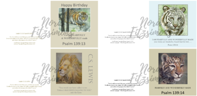 Wonderfully Made Tigers And Lion Faith Cards - 4 pcs Bundle