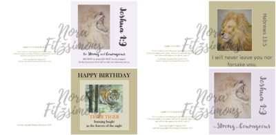 Roaring Lions And Tiger Faith Cards - 4 pcs Bundle